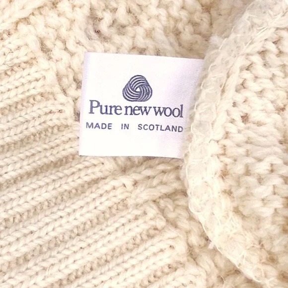 Vintage Highland Homes Fisherman Wool Cable Knit Sweater XL Scotland Rustic - Picture 7 of 7